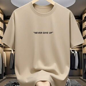 Men's Motto Print Round Neck Short Sleeve Casual Versatile T-Shirt